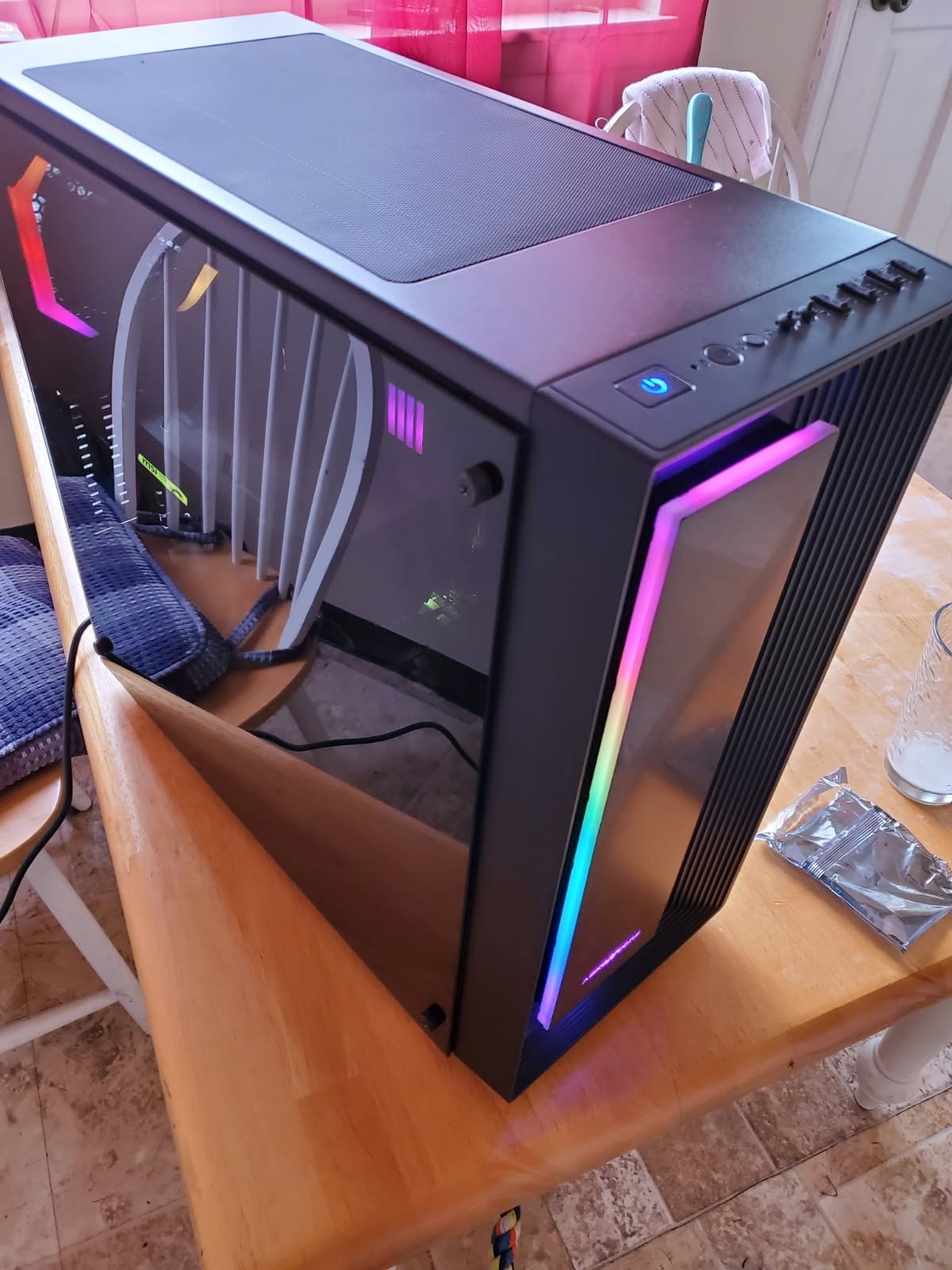 Custom PC build with internal components visible