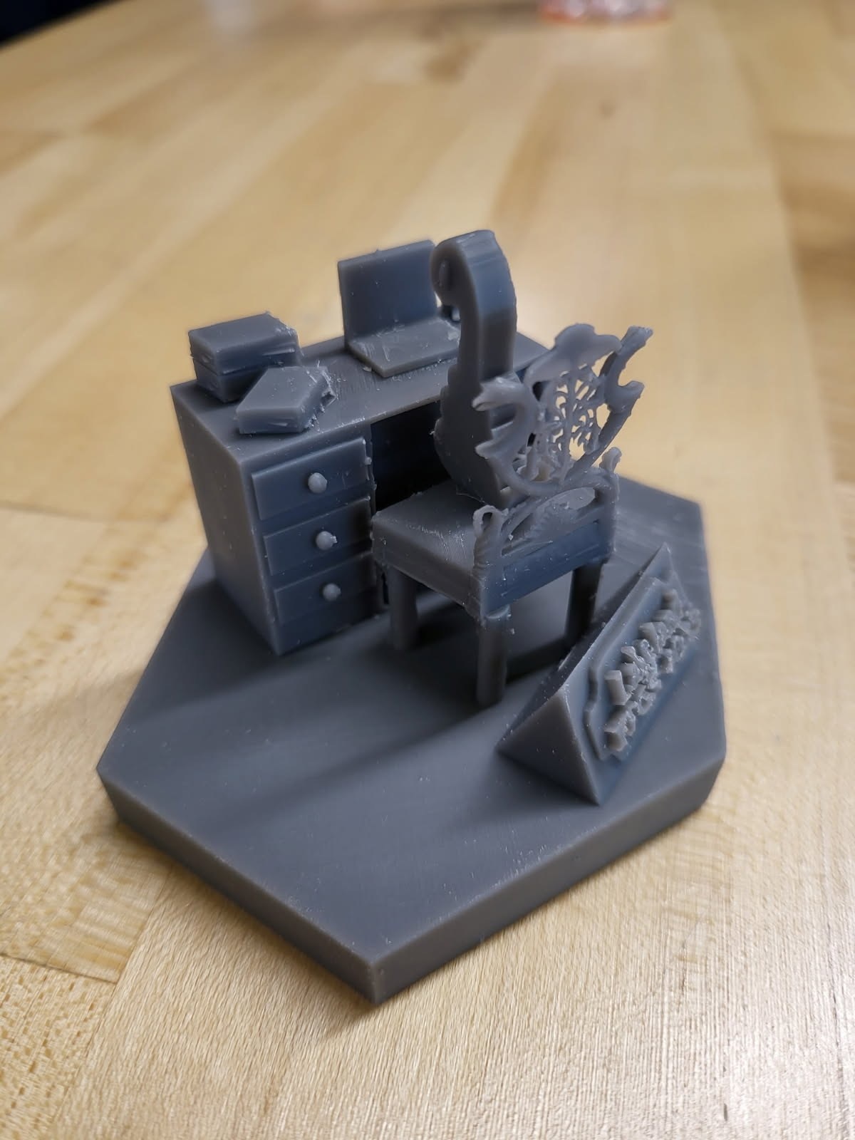3D printed desk scene from the TinkerCAD capstone