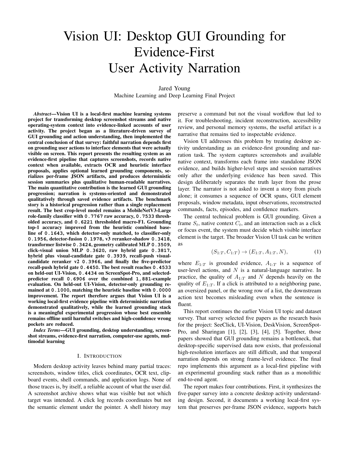 Vision UI report cover and abstract
